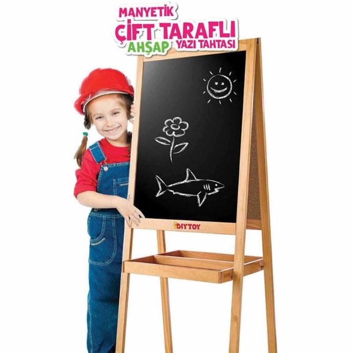 Diytoy%20Ahşap%20Yazı%20Tahtası%20Çift%20Taraflı%20Manyetik