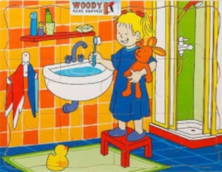 Sunman 12 Parça Ahşap Puzzle - Banyo